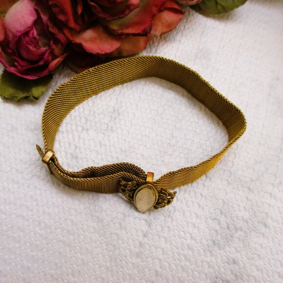 VICTORIAN Gold Filled Mesh Slide Bracelet ~ ANTIQUE Gold Fancy Slide Bracelet - Picture 6 of 13